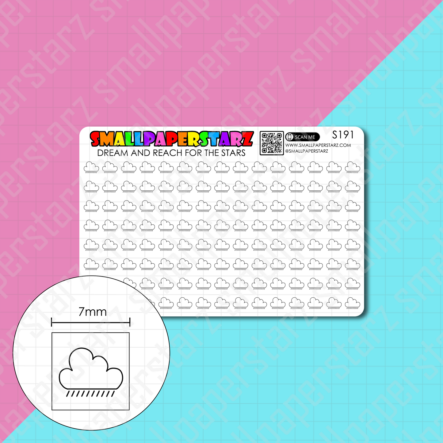 S191 - Rainy Day / Rain Showers Weather Mini Icons Sticker Sheet