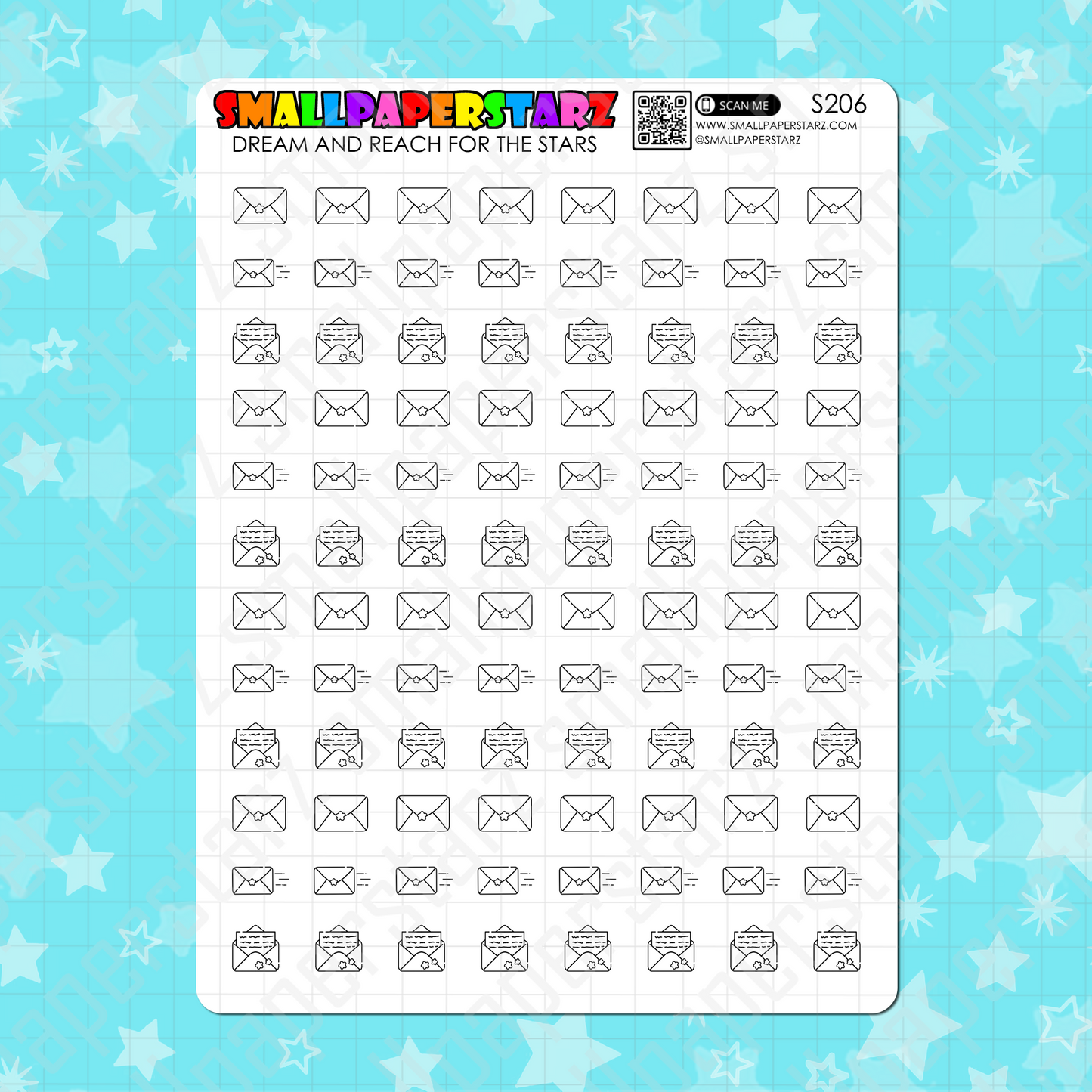 S206 - Lettermail / Snail Mail Icons Sticker Sheet