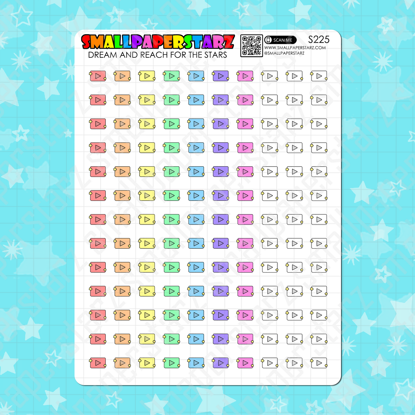 S225 - Youtube Social Media Rainbow Icons Sticker Sheet