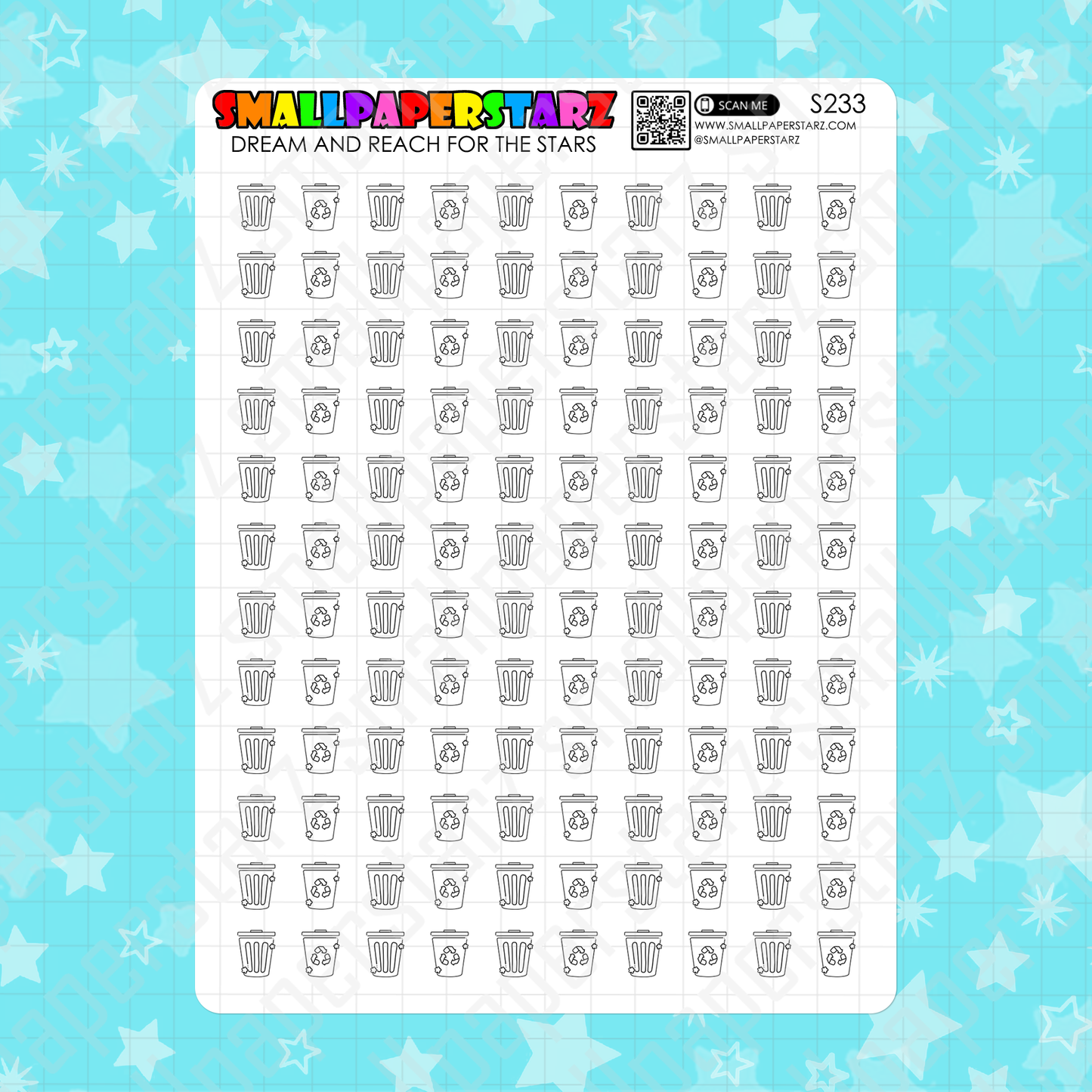 S233 - Garbage Day / Trash Day Icons Sticker Sheet