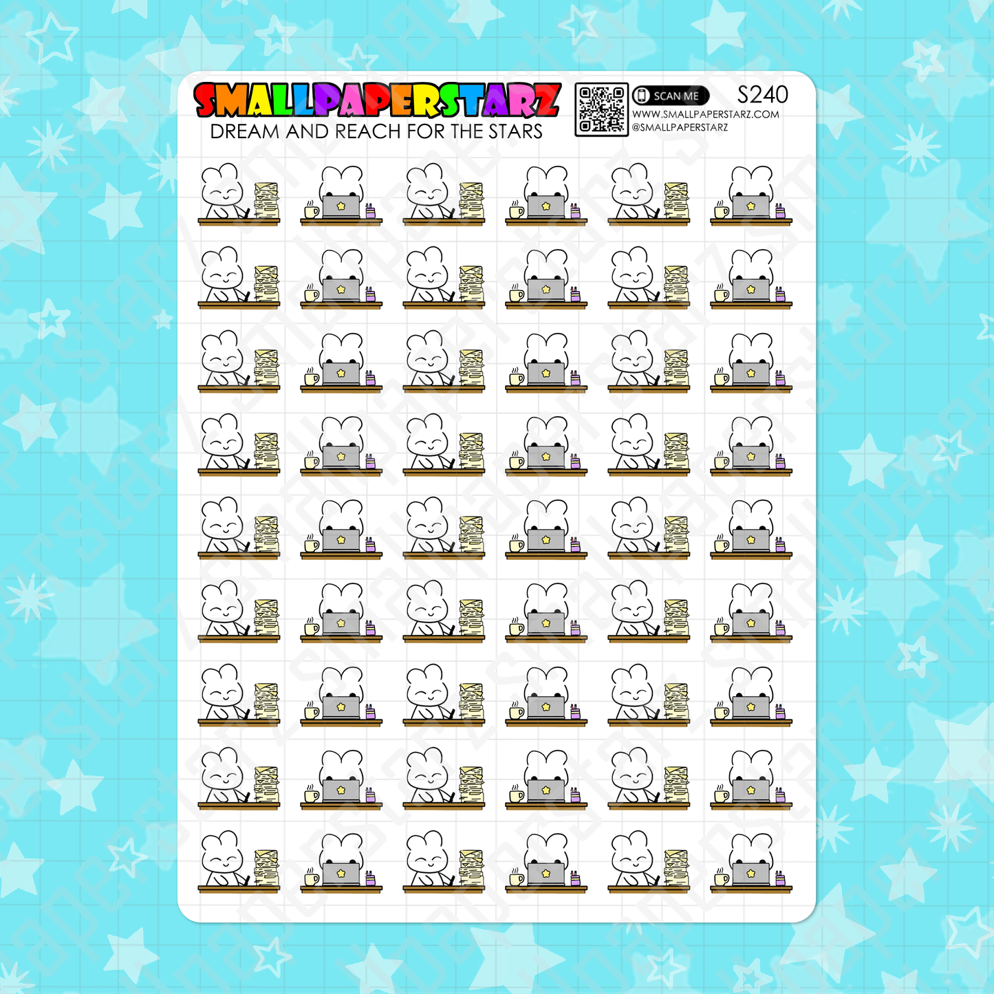 S240 - Working Studying Planning Character Planner Sticker Sheet