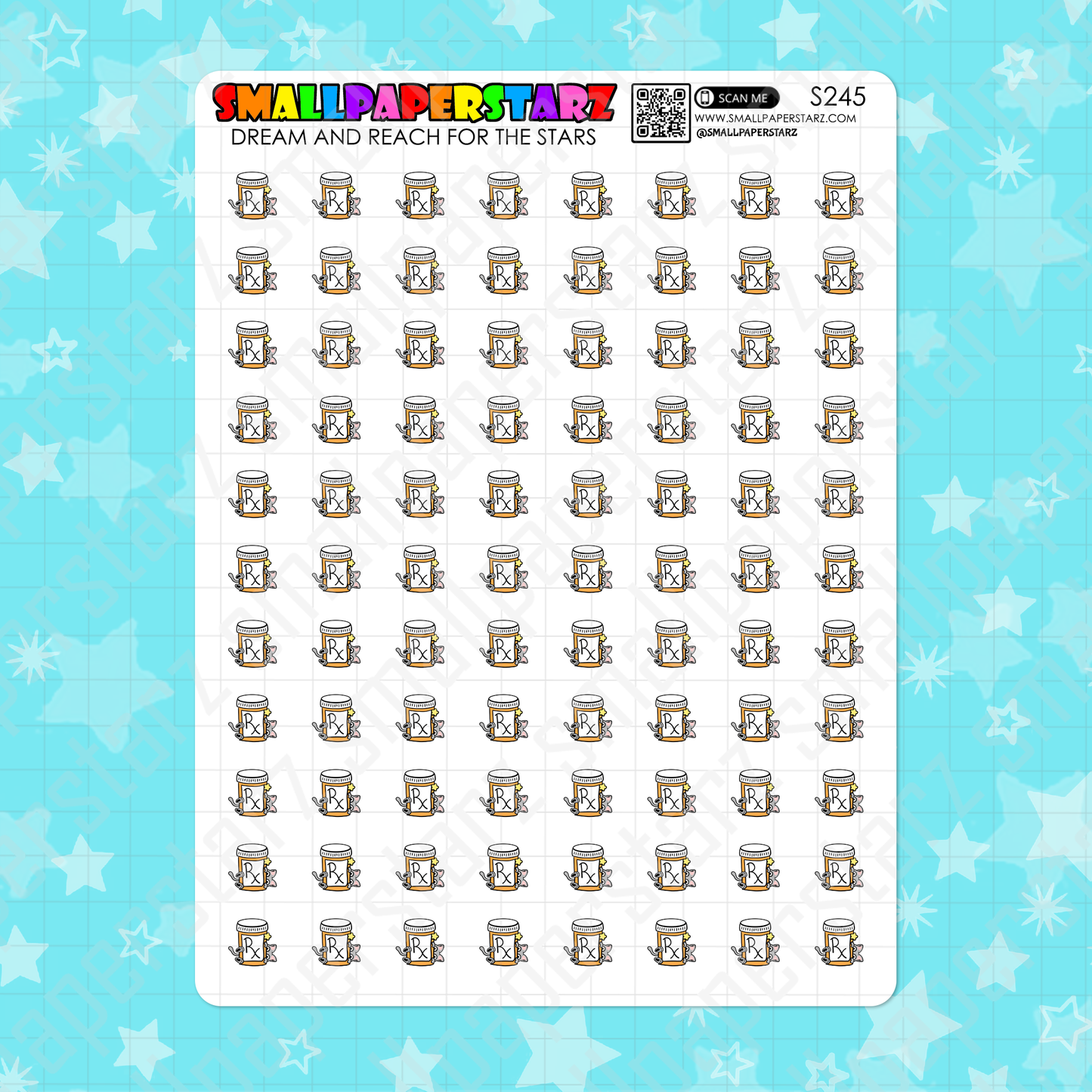S245 - Cat Pet Medication RX Coloured Character Icon Planner Sticker Sheet