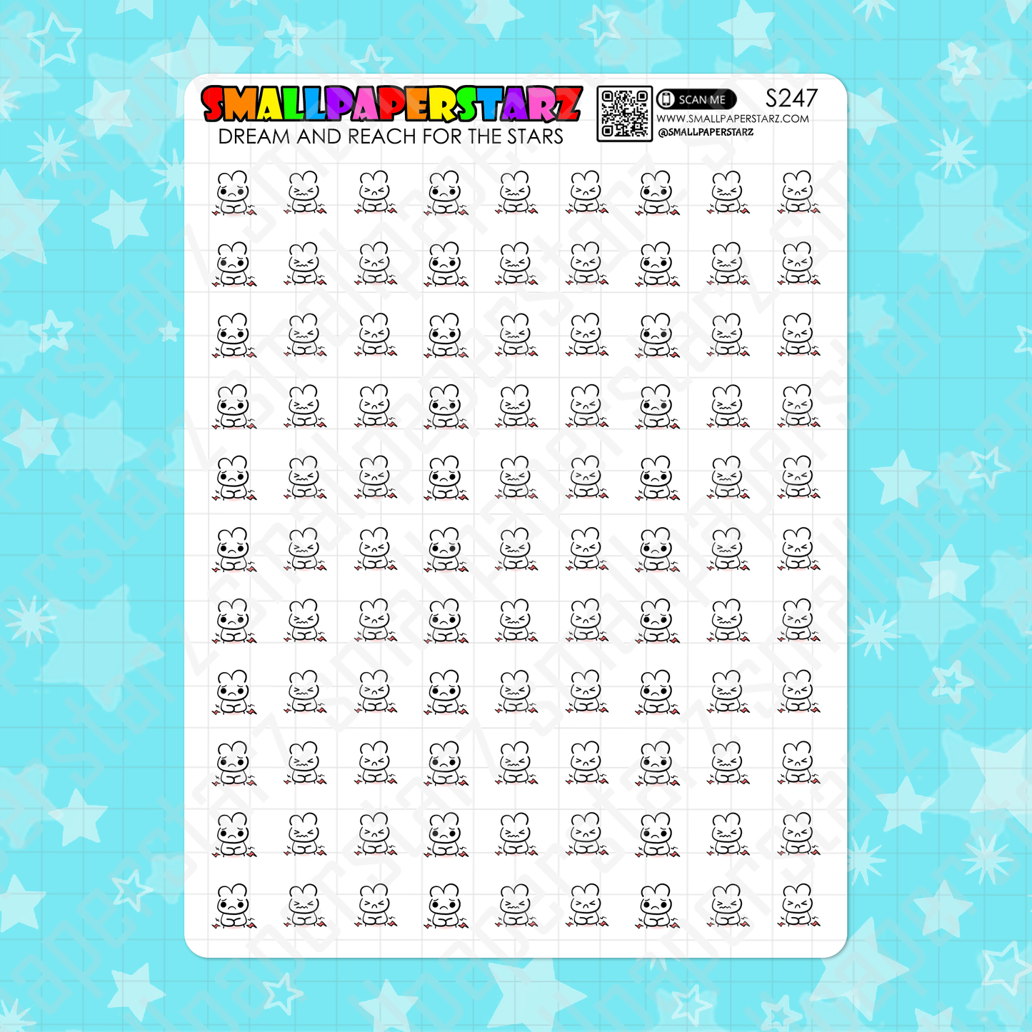S247 - Stomachache Upset Stomach Tummy Character Planner Sticker Sheet