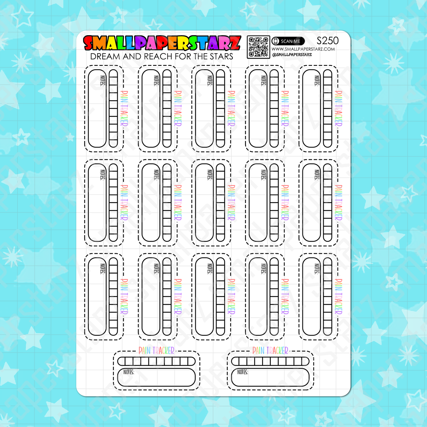 S250 - Pain Tracker Habit Tracking Rainbow Functional Planner Sticker Sheet