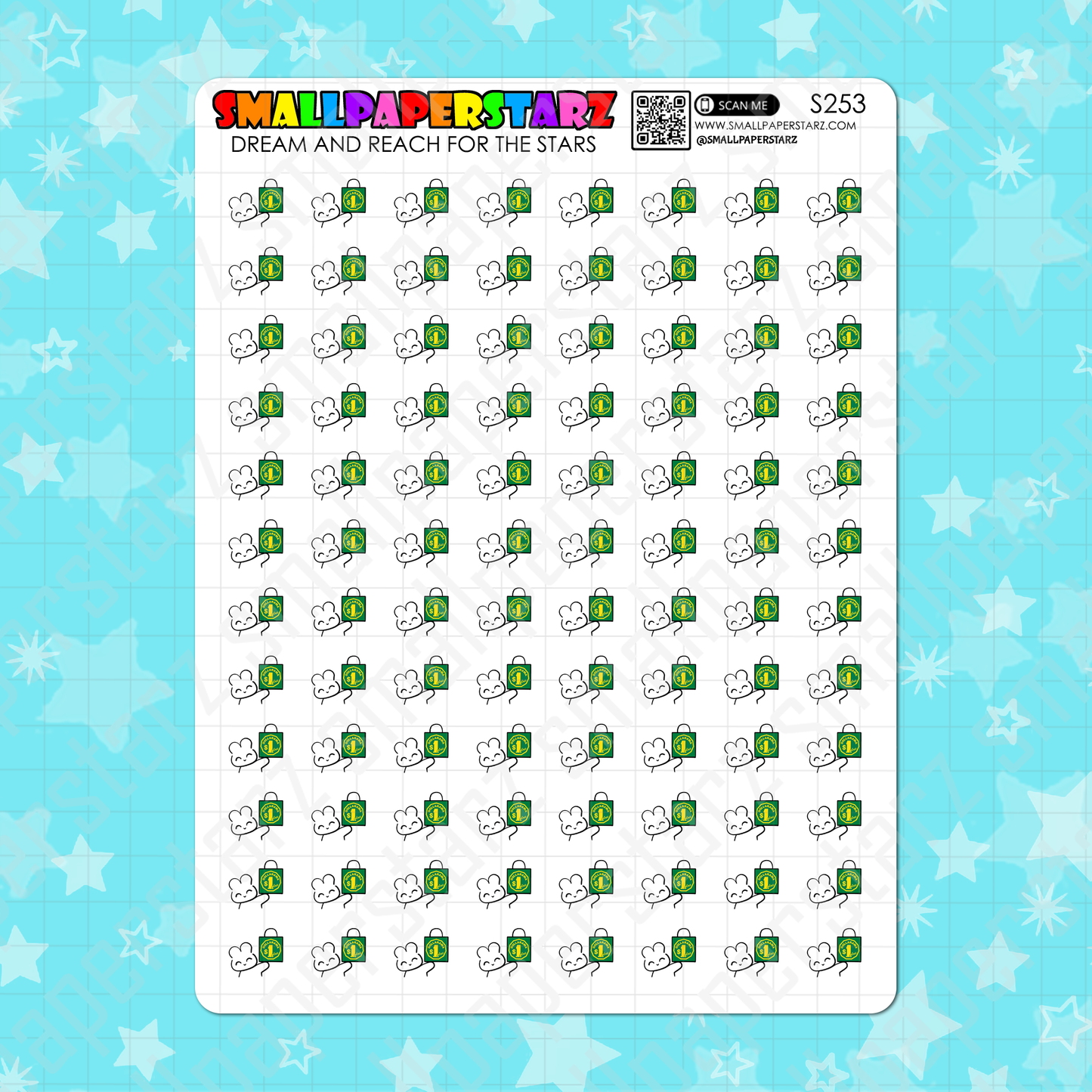 S253 - Dollarama Shopping Character Planner Sticker Sheet