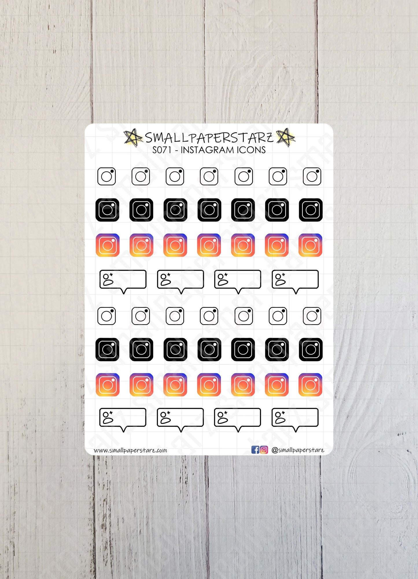 S071 - Instagram Icons Sticker Sheet
