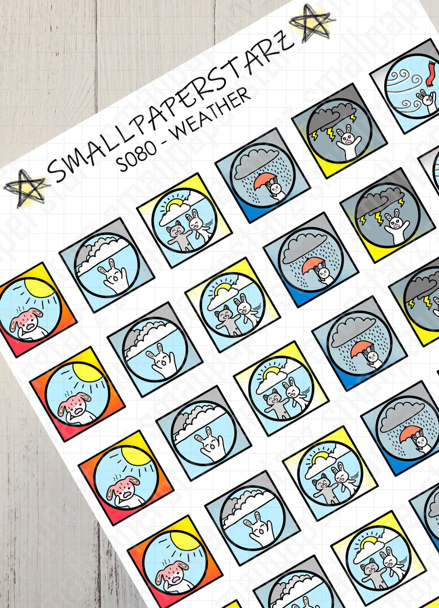 S080 - Lola & Gary Weather Icons Sticker Sheet