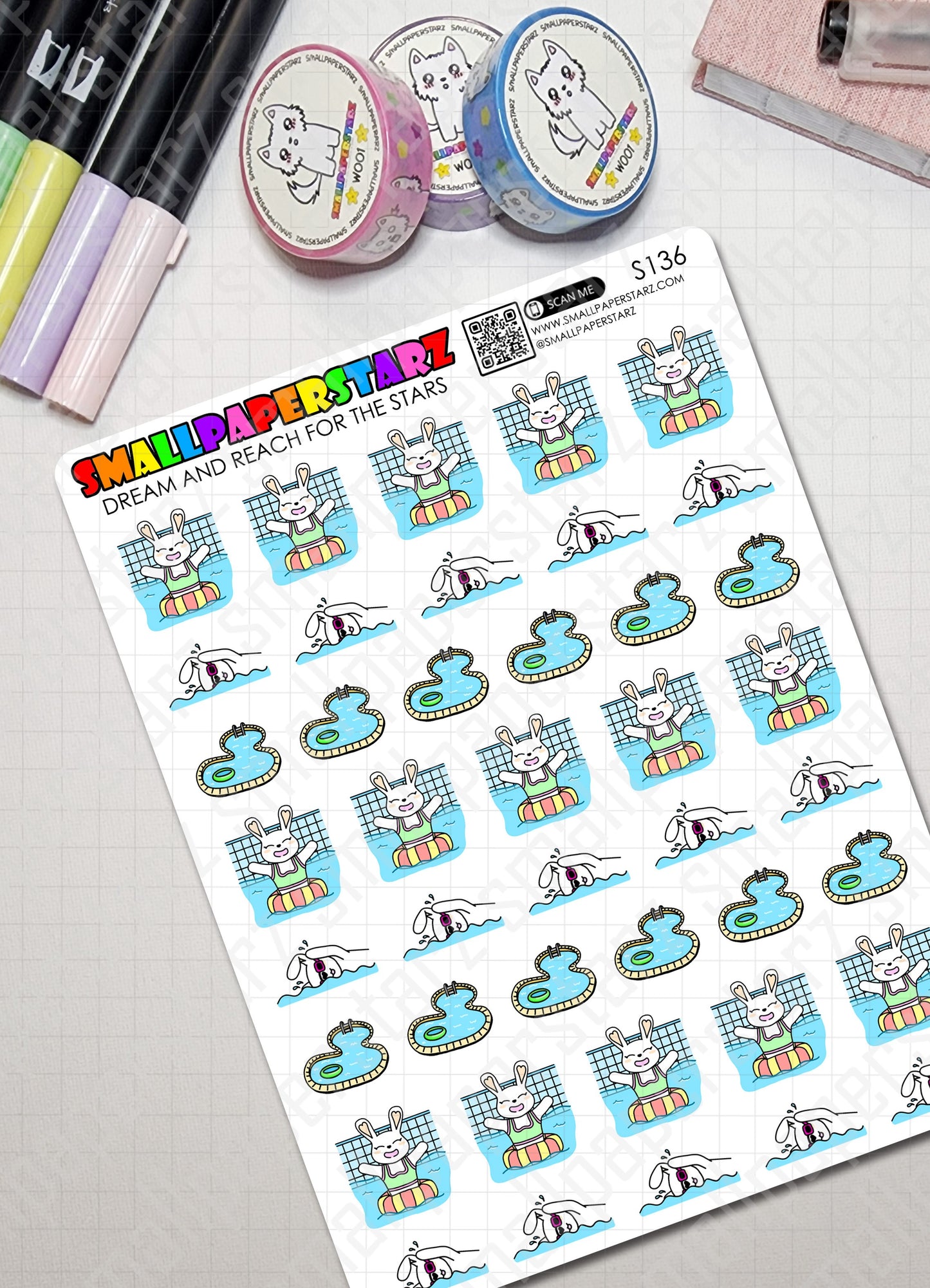 S136 - Lola Swimming Pool Day Sticker Sheet