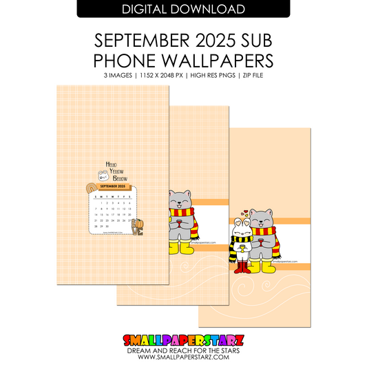 Happy Starz Digital Downloads: Kawaii September Autumn Digital Phone Wallpaper