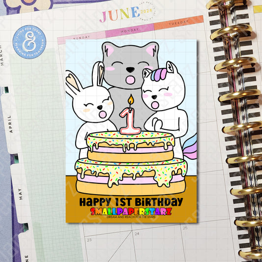 A011 - Happy 1st Anniversary 5 x 7 in. Thank You Art Card