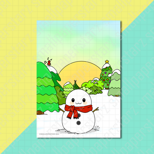A015 - Snowman's Winter Wonderland 5x7 in. Art Print