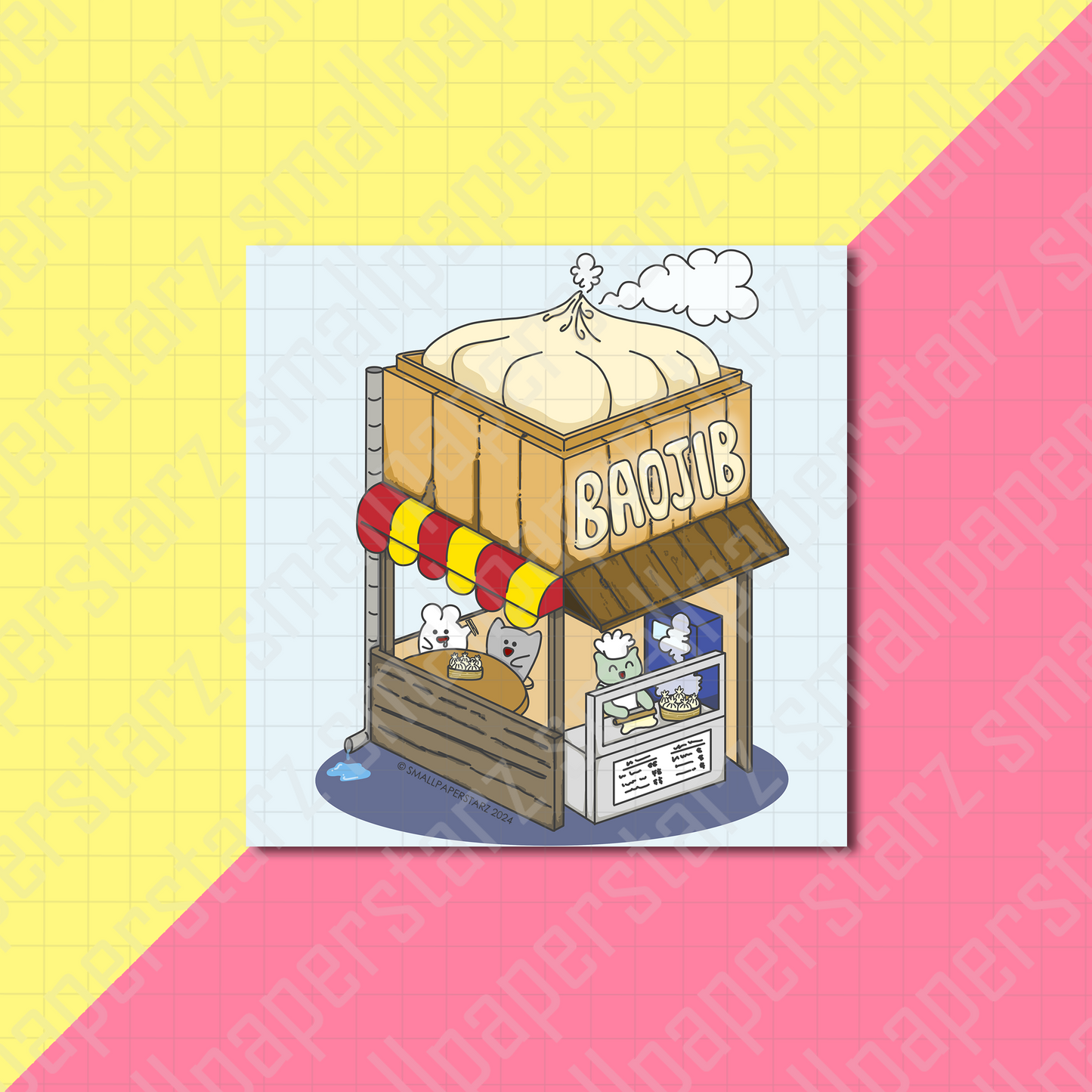 A024 - Bao / Bun / Dumpling Restaurant 5x5 in. Art Print