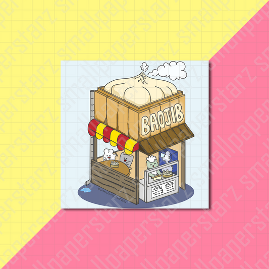 A024 - Bao / Bun / Dumpling Restaurant 5x5 in. Art Print
