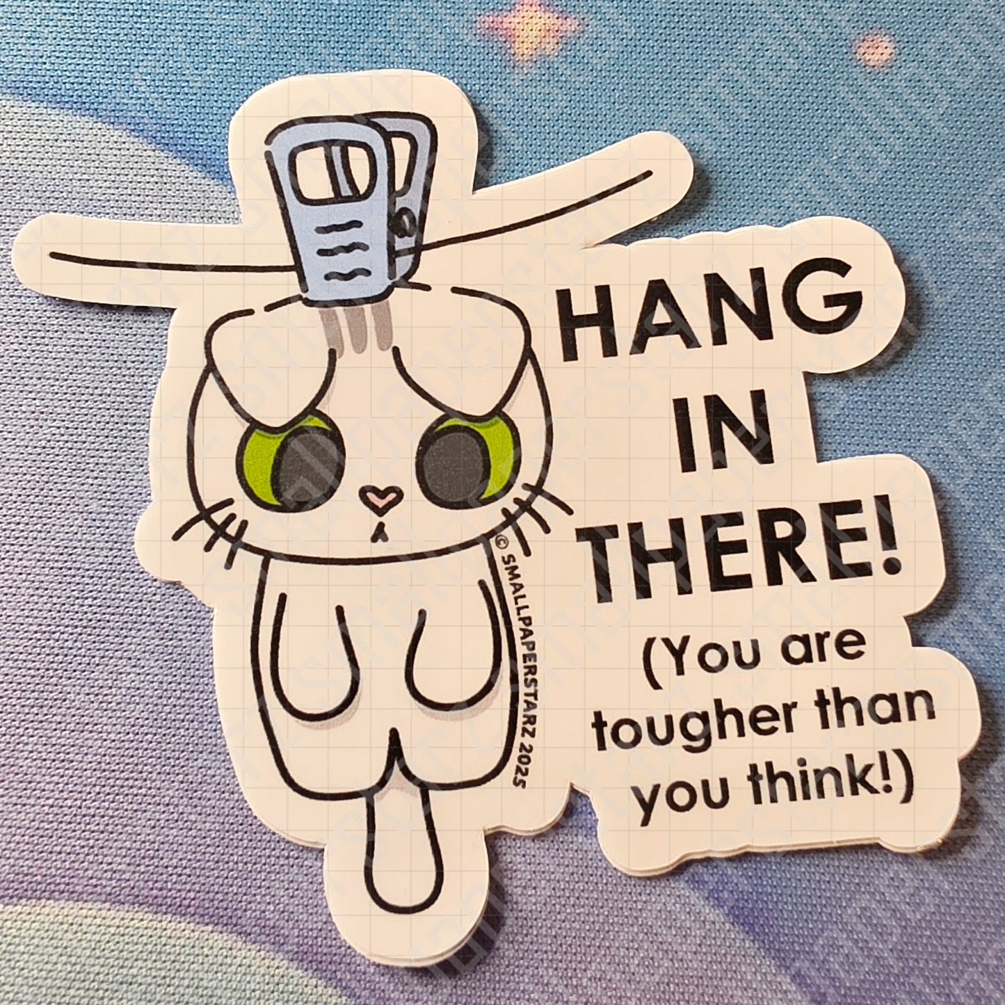 F061 - Hang In There Kitty Neko Waterproof Vinyl Die Cut Sticker