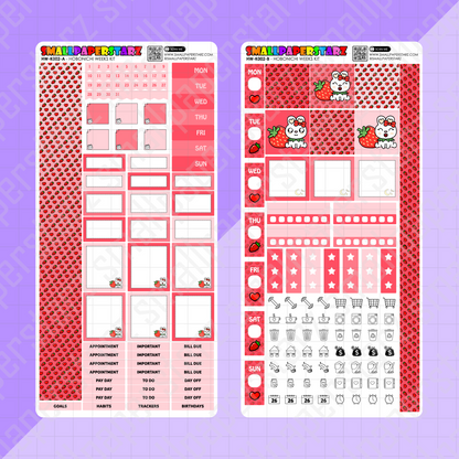 HW-K002 - Strawberry Love Lola Bunny Hobonichi Weeks Planner Sticker Kit