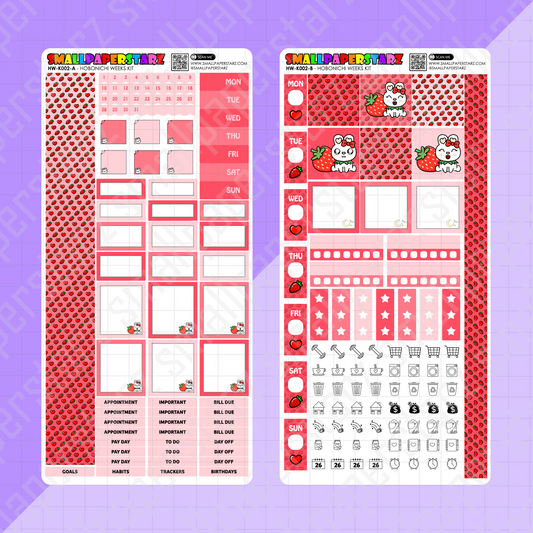 HW-K002 - Strawberry Love Lola Bunny Hobonichi Weeks Planner Sticker Kit