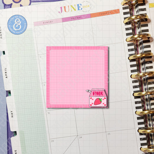 NP030 - Love Strawberry Milk 3x3in Memo Notepads (50 sheets)