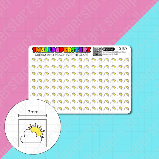 S189 - Partly Cloudy / Partly Sunny Weather Mini Icons Sticker Sheet