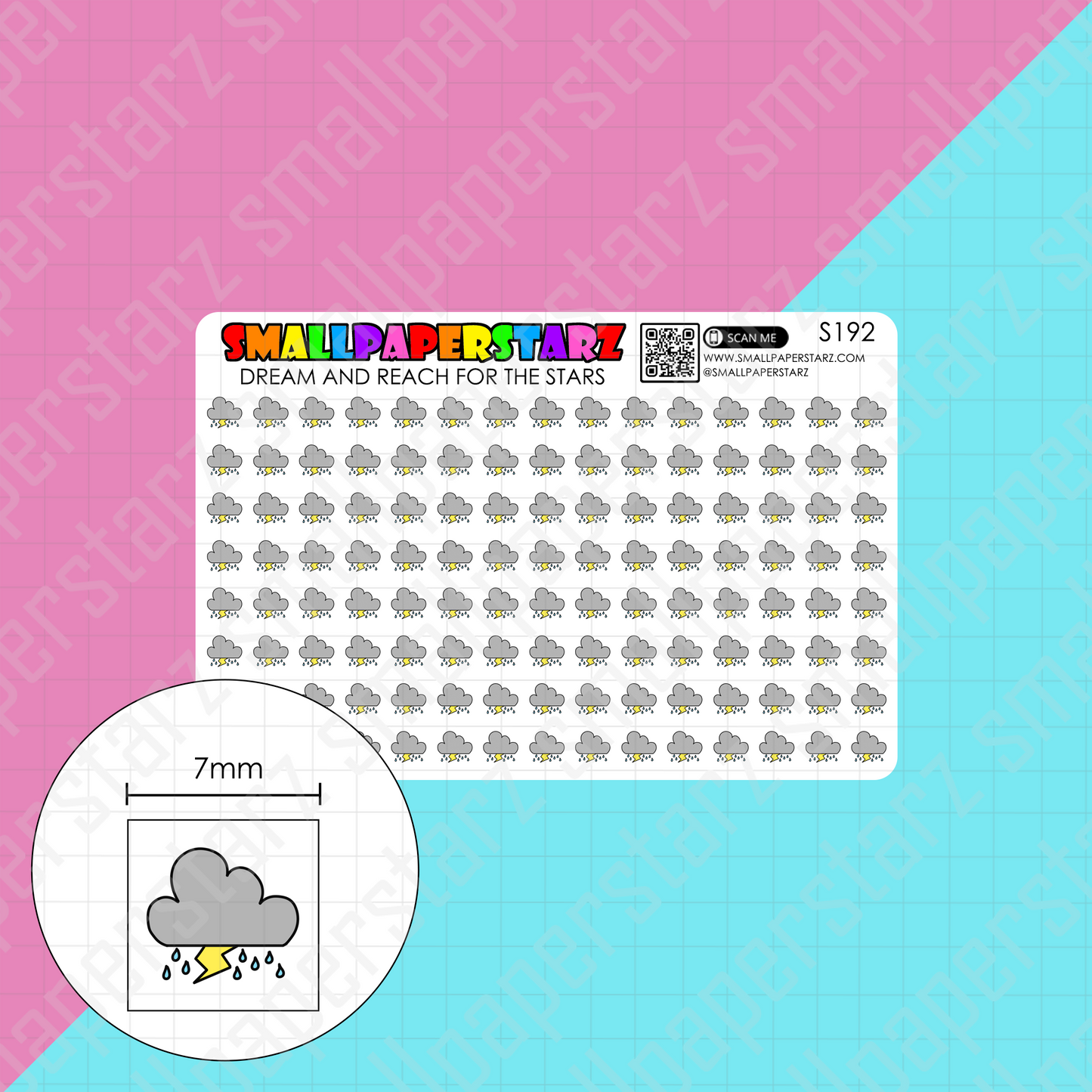 S192 - Thunderstorm / Thunder Shower Weather Mini Icons Sticker Sheet