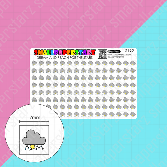S192 - Thunderstorm / Thunder Shower Weather Mini Icons Sticker Sheet
