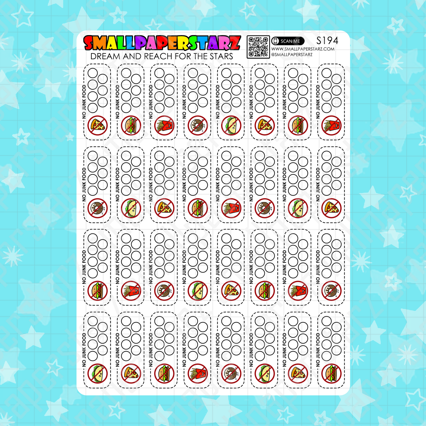S194 - No Junk Food Tracker Sticker Sheet