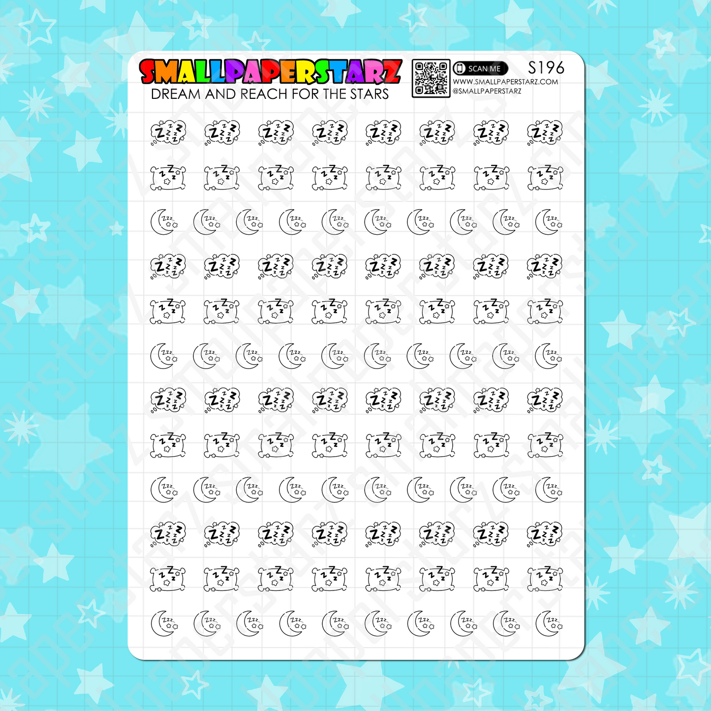 S196 - Sleeping / Resting Icons Sticker Sheet