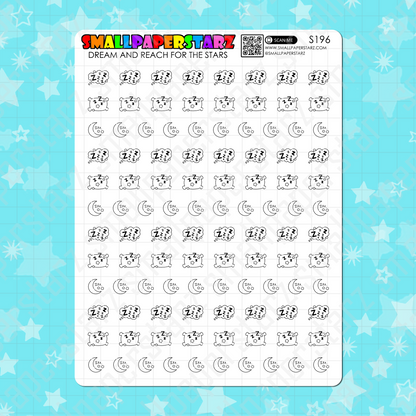 S196 - Sleeping / Resting Icons Sticker Sheet