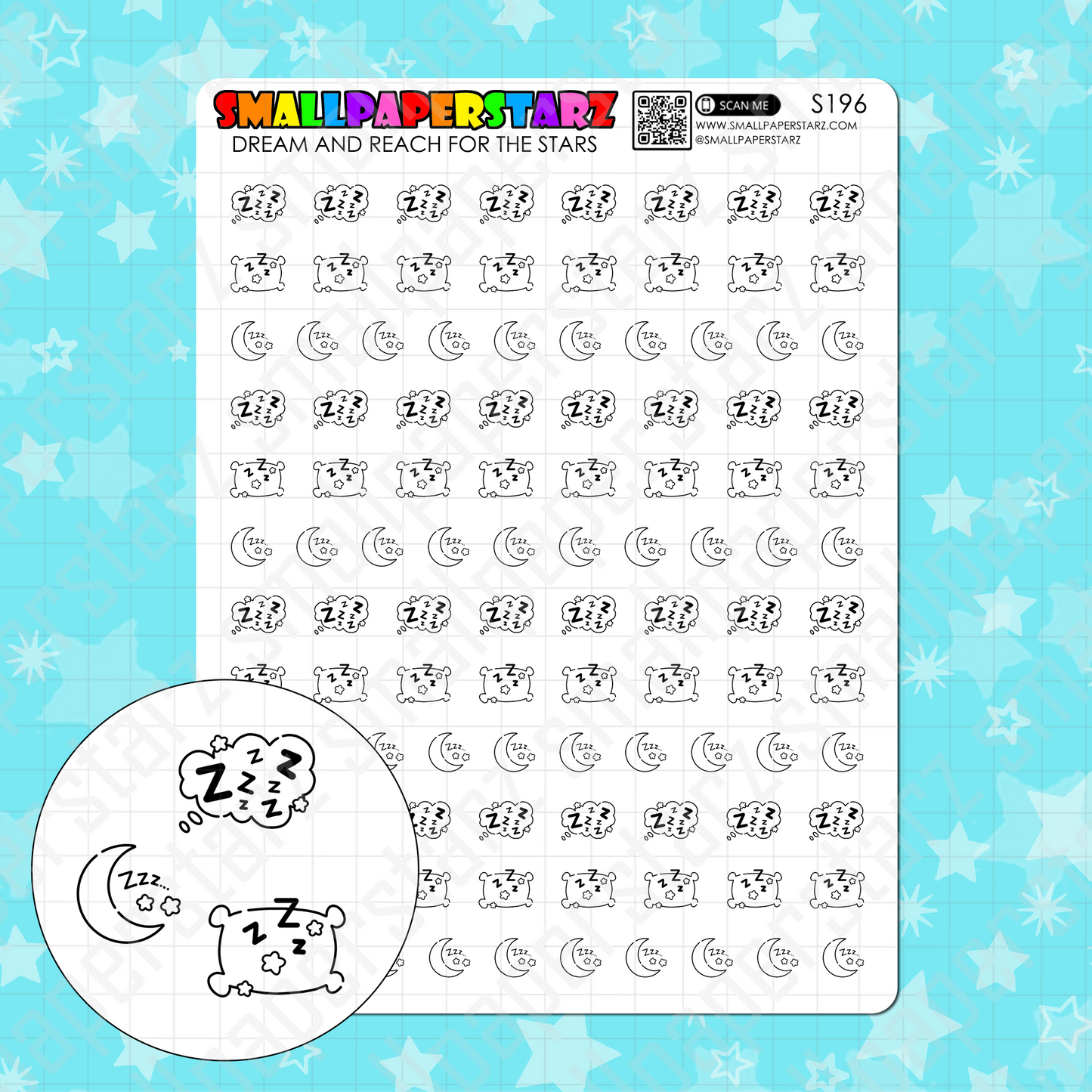 S196 - Sleeping / Resting Icons Sticker Sheet
