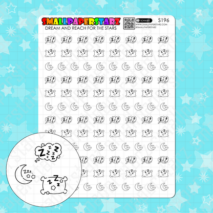 S196 - Sleeping / Resting Icons Sticker Sheet