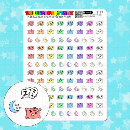 S197 - Sleeping / Resting Rainbow Icons Sticker Sheet