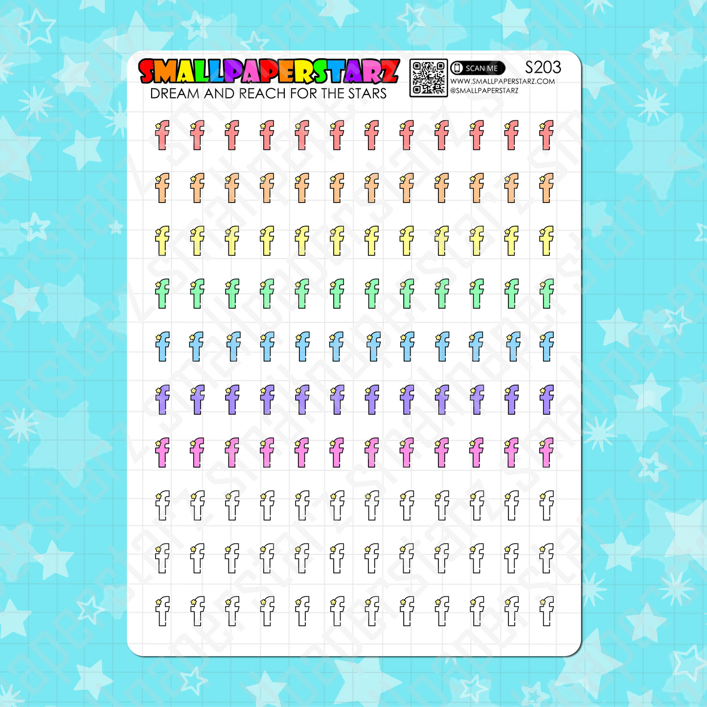 S203 - Facebook Social Media Rainbow Icons Sticker Sheet