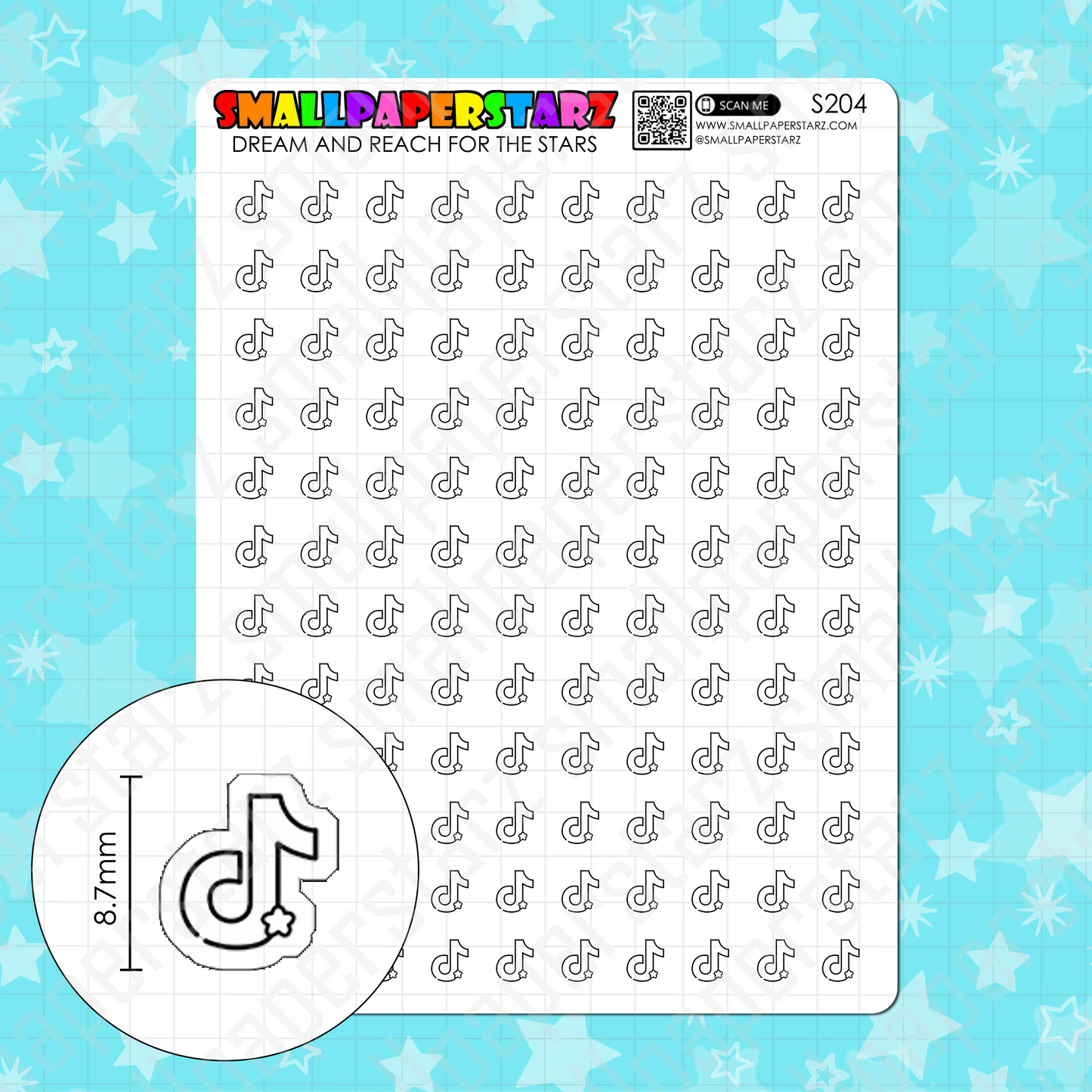 S204 - Tik Tok Social Media Icons Sticker Sheet