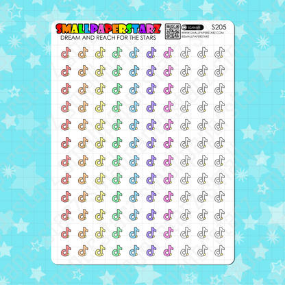 S205 - Tik Tok Social Media Rainbow Icons Sticker Sheet