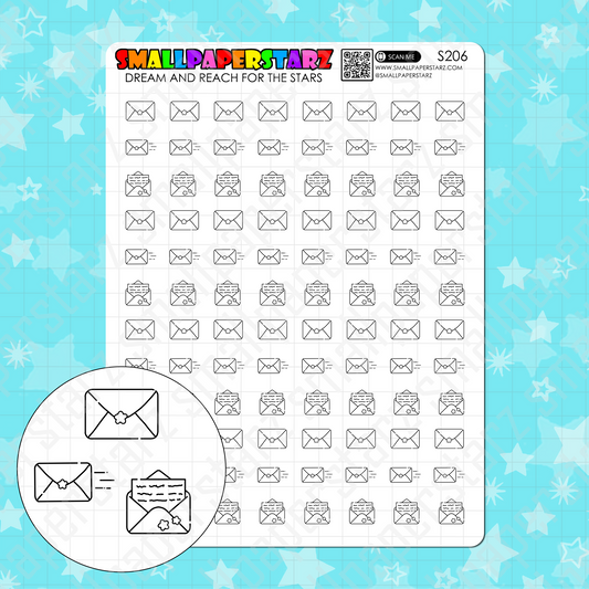 S206 - Lettermail / Snail Mail Icons Sticker Sheet