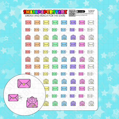 S207 - Lettermail / Snail Mail Rainbow Icons Sticker Sheet