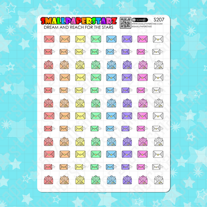 S207 - Lettermail / Snail Mail Rainbow Icons Sticker Sheet