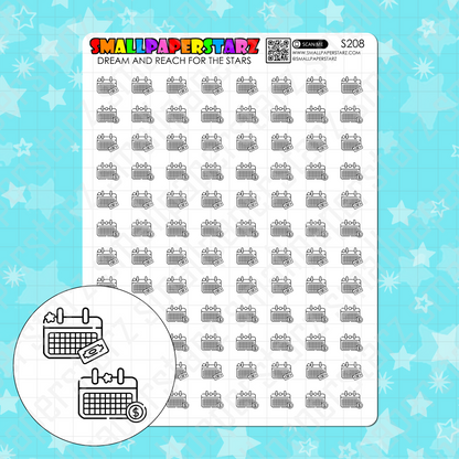 S208 - Pay Day / Pay Bills Icons Sticker Sheet