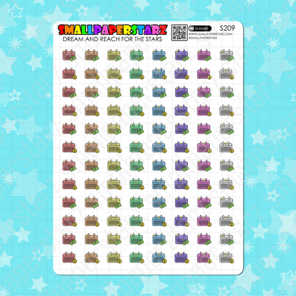 S209 - Pay Day / Pay Bills Rainbow Icons Sticker Sheet
