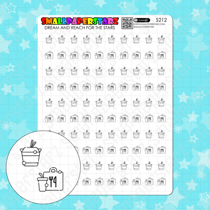 S212 - Take Out Food Containers Icons Sticker Sheet