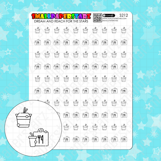 S212 - Take Out Food Containers Icons Sticker Sheet