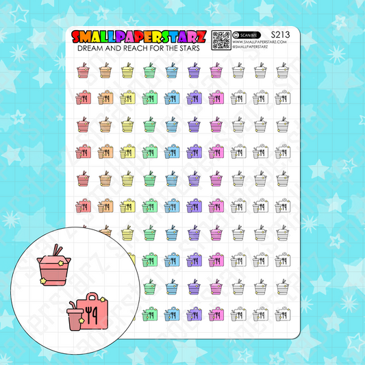 S213 - Take Out Food Containers Rainbow Icons Sticker Sheet