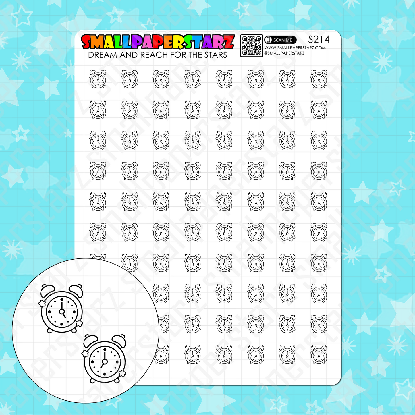 S214 - Alarm Clock Icons Sticker Sheet