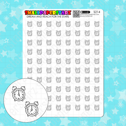 S214 - Alarm Clock Icons Sticker Sheet