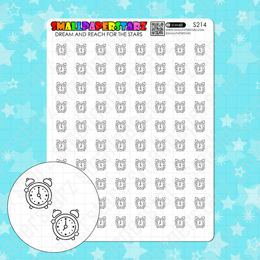 S214 - Alarm Clock Icons Sticker Sheet