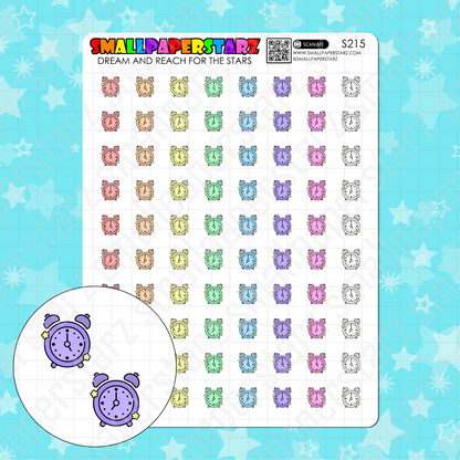 S215 - Alarm Clock Rainbow Icons Sticker Sheet