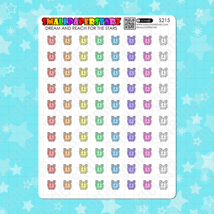 S215 - Alarm Clock Rainbow Icons Sticker Sheet