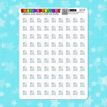 S219 - Washing Hair Cat Character Sticker Sheet