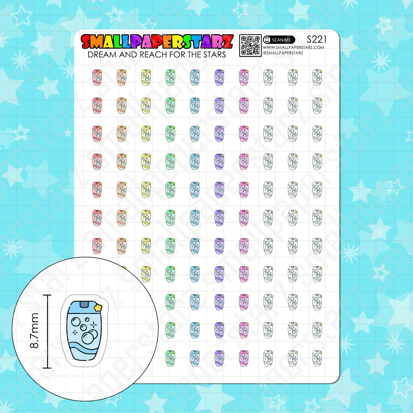 S221 - Shampoo / Conditioner Rainbow Icons Sticker Sheet