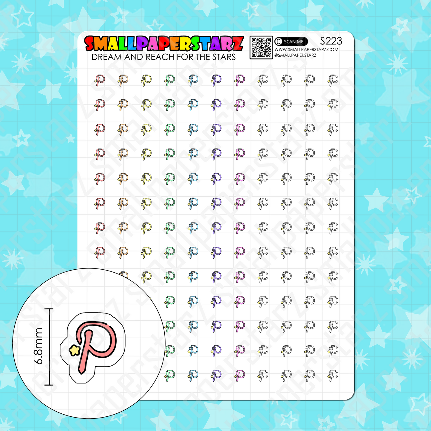 S223 - Pinterest Social Media Rainbow Icons Sticker Sheet