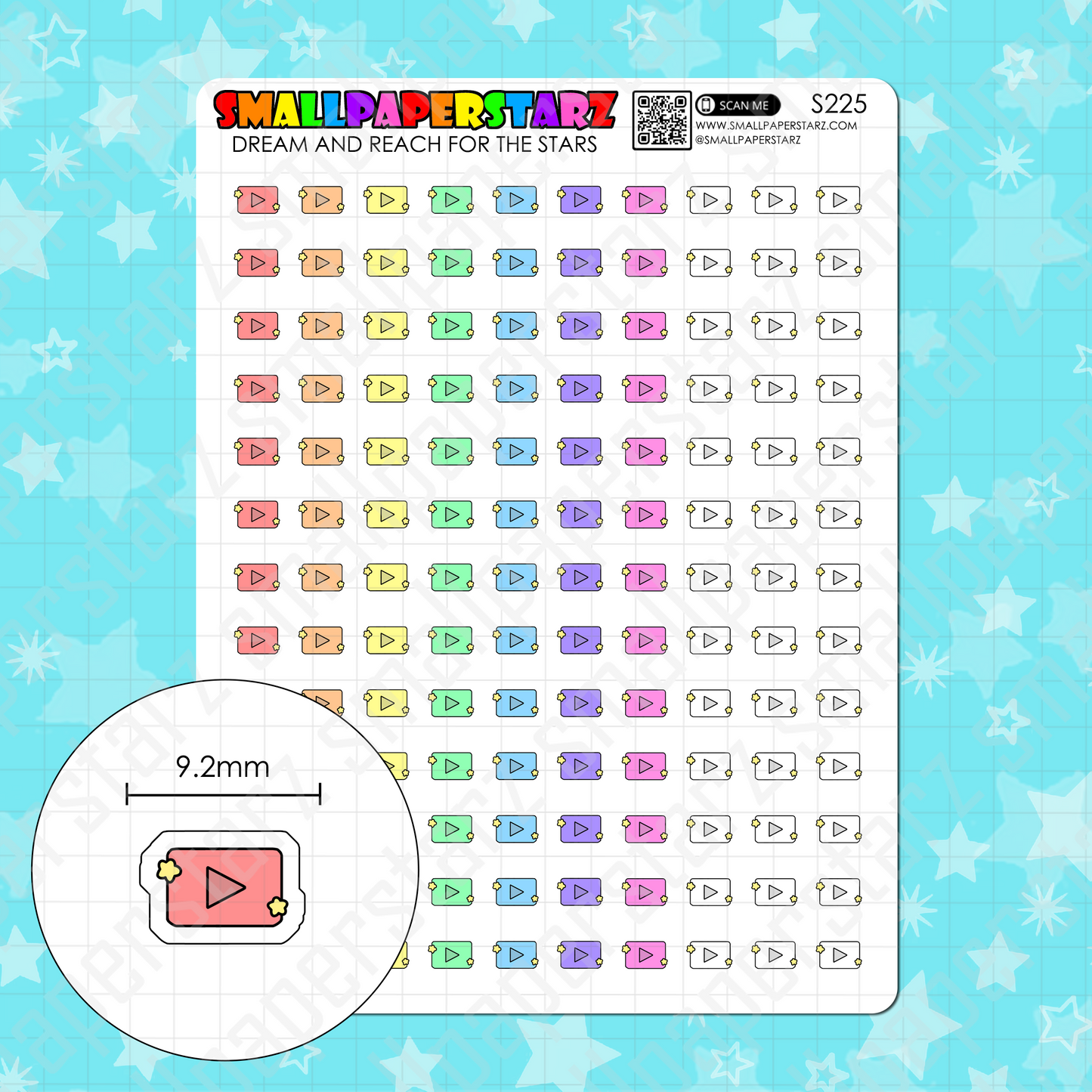 S225 - Youtube Social Media Rainbow Icons Sticker Sheet